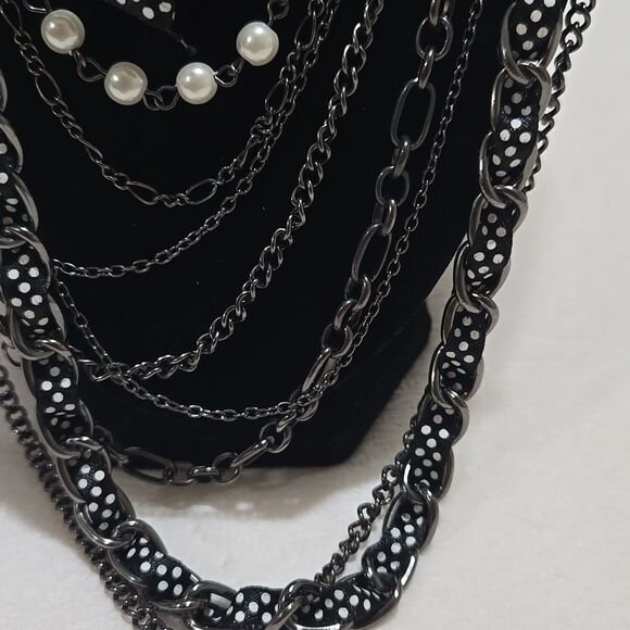 Black and Silver Multi-Strand Necklace - Picture 1 of 8
